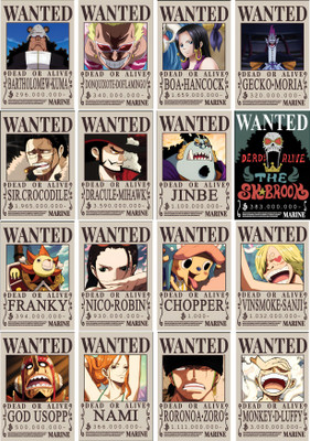 One Piece Anime Wanted Poster Set | 40 Pcs | A6 Size (4x6 Inch) | 300 GSM Glossy Paper | Wall Decor & Collectibles Photographic Paper(6 inch X 4 inch, Flat)