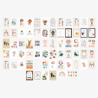 Kids Nursery Wall Collage Kit (Pack of 65) 250 GSM Premium Posters Vinyl(6 inch X 4 inch)
