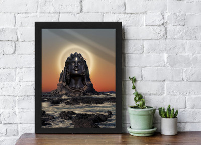 Lord Shiva Adiyogi Poster - Paper Print- Framed-12x8 Inches Paper Print(13 inch X 9 inch, Framed)