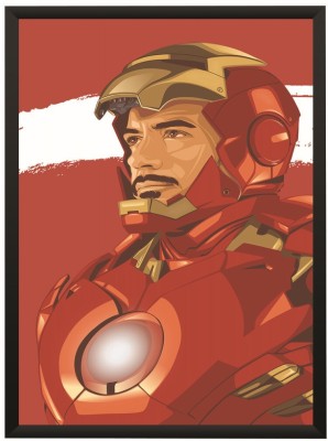 Iron Man Tony Stark Suit with Arc Reactor Art Wall Poster With Frame A4 Size Photographic Paper(11.7 inch X 8.3 inch, With Frame)