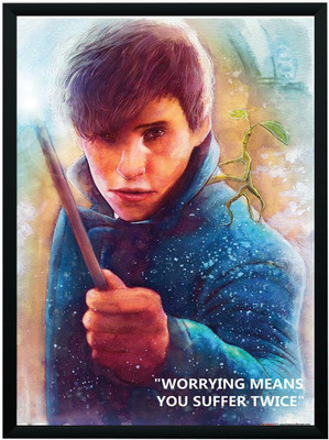 Fantastic Beasts Where to Find Them Newt With Wand Wall Poster W/ Frame A3 Size Photographic Paper(16.5 inch X 11.7 inch)