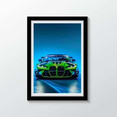 BMW M4 GT4 - Iconic Sports Car Framed Poster, 8x12 Inches, Perfect for Auto Enthusiasts and Racing Fans Paper Print(12 inch X 8 inch, FRAMED)