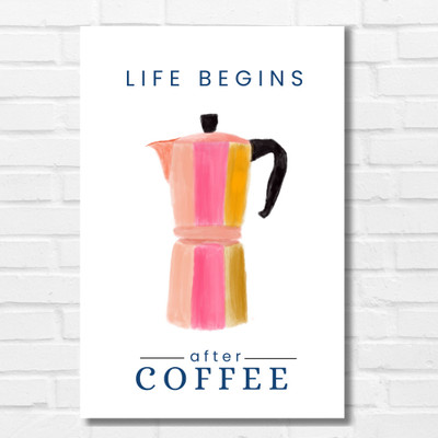 Coffee Quote Life Begains Poster (12x18 inch) For Room Office Home wall Decoration Bedroom Hotel Living Gift Painting sticker wallpaper Hostel Restaurant Bar Cafe Hotel Wall Art Paper Print(13 inch X 10 inch, Framed)