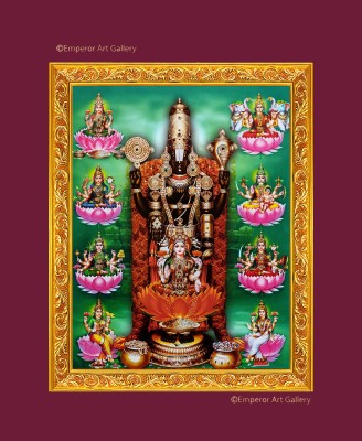 God Venkateswara Swamy with Lakshmi Laminated digital re-print in an Hardboard Paper Print(16 inch X 12.6 inch)