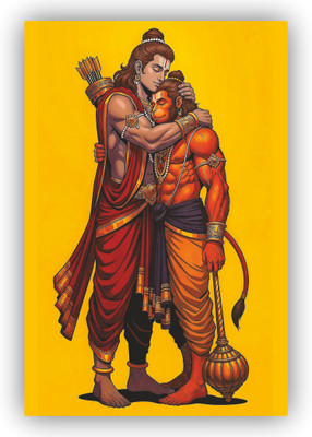 '' Hanuman Ji Ram Ji '' with Double Sided Tape, Unframed, Home Decor | HD Poster Bed Room & Kids Room Wall Decoration Poster 300 GSM Photographic Paper (12 inches X 18 inches, Rolled in Safety tube) Pack of 1 Photographic Paper(18 inch X 12 inch, Rolled)
