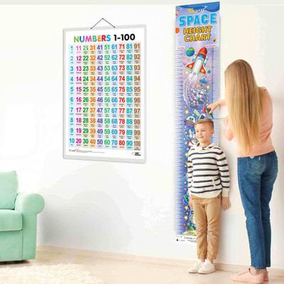Numbers 1-100 and SPACE HEIGHT CHART | Set of 2 | Exciting Combo Pack Paper Print(30 inch X 20 inch)