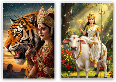 Durga Mata and Saraswati Devi poster Photographic Paper(19 inch X 13 inch)