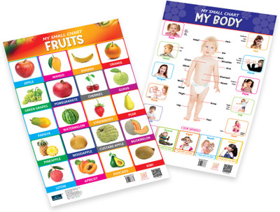My small chart Fruits & My Body (Set of 2) Fine Art Print(18 inch X 12 inch, 2 in 1 Laminated)