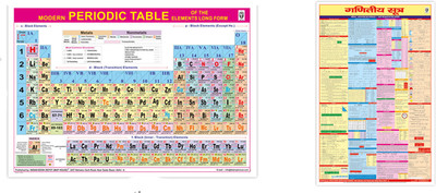 Laminated Modern Periodic And Hindi Mathematical formula Charts| 2 English And Hindi Rolled charts | Very useful for the science stream College/University students and competitive exams| Laminated Both Side Paper Print(40 inch X 28 inch, Rolled)