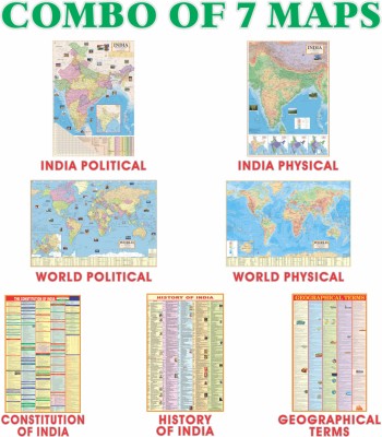 India & World Map ( Both Political & Physical ) with Constitution of India , Indian History & Geographical Terms Chart|Maps Size: (40 X 28 inch) (23 X 36 inch)|Set Of 7 | Useful for UPSC and other competitive exam preparation Paper Print(28 inch X 40 inch, Maps-001New)