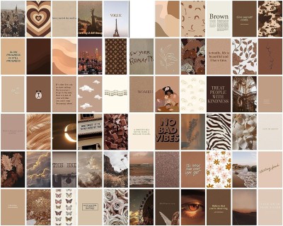 Peel-N-Stick Photo Wall Collage Kit 65 PCS Brown Digital Room Decor Photo Collection Small A6 Posters Stickers for Room and Wall Decoration Fine Art Print(4 inch X 6 inch, Box)