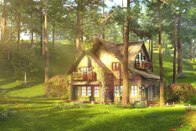 House With Beautiful Nature Paper Poster ( Poster 12X18 Inch Rolled ) Paper Poster Paper Print Fine Art Print(18 inch X 12 inch, Rolled)