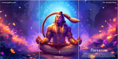 Hanuman Ji Wall Poster | Spiritual Hindu God Art for Puja Room & Home Decor Fine Art Print(18 inch X 12 inch)