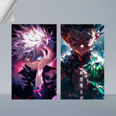 VIRGIN ARTS | KILLUA ZOLDYCK & GON FREECSS | HUNTER X HUNTER | DIGITAL ART - 16 | ANIME | SET OF 2 | 300 GSM FRAMED POSTER FOR WALL Photographic Paper(13 inch X 9 inch, FRAMED)