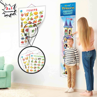 2 IN 1 FRUITS AND VEGETABLES and PRINCESS HEIGHT CHART | Set of 2 chart 1 Educational + 1 Height Chart | A Kids Combo Pack of Fruity & Vegetables Fun and Princess Heights Chart Paper Print(30 inch X 20 inch) 2 IN 1 FRUITS AND VEGETABLES and PRINCESS HEIGHT CHART | Set of 2 chart 1 Educational + 1 Height Chart | A Kids Combo Pack of Fruity & Vegetables Fun and Princess Heights Chart Paper Print(30 inch X 20 inch)