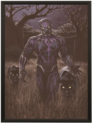 Black Panther With 2 Panthers Wall Poster With Frame A3 Size Photographic Paper(8.3 inch X 11.7 inch, With Frame)