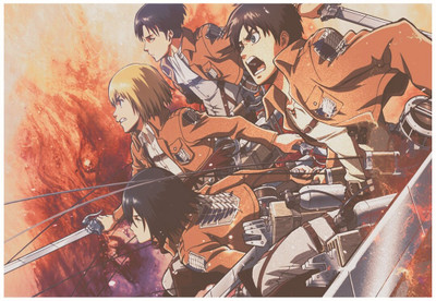 Attack on Titan Anime Armin Arlert Eren Yeager Mikasa Ackerman Levi Ackerman Wall Poster A4 Size Photographic Paper(8.3 inch X 11.7 inch, Rolled)