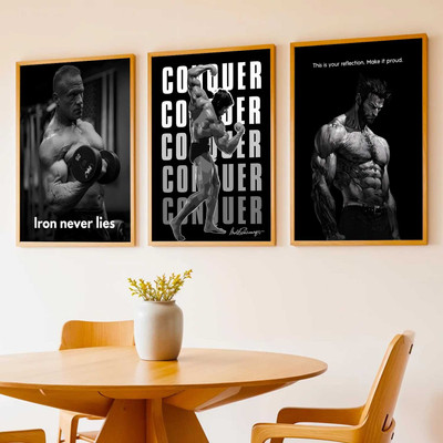 Fitness Workout Inspirational Quotes Art Wall Framed Posters | Aesthetic Bodybuilding Motivational Framed Poster for Living Room Bedroom Office GYM Wall Decor Set Of 3 Paper Print(17 inch X 13 inch)