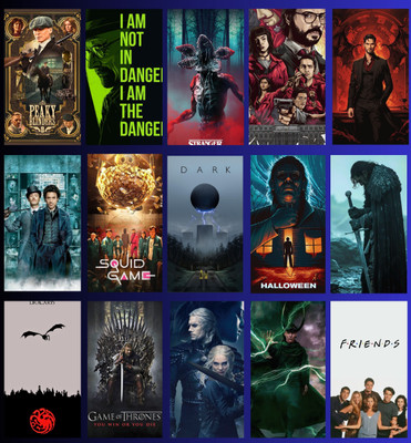 TV Series Poster Set of 12 | Iconic Shows Wall Art | Peaky Blinders, Breaking Bad, Game of Thrones, Stranger Things & More | Premium Artificial Paper 3D Poster(11.5 inch X 8.5 inch)