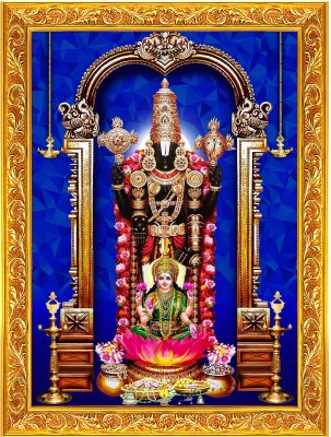 God Venkateswara Swamy with Lakshmi in an Hardboard Laminated Digital Re-Print Paper Print(16.7 inch X 12.6 inch)
