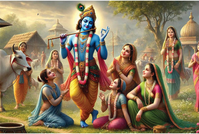 Janmashtami Poster 12x18 Inch | Lord Krishna Wall Art | 300 GSM Thick Paper | HD Print for Home, School & Temple Paper Print(12 inch X 18 inch, Rolled and Packed in Protective Tube with Pre-Gummed Tape Applied)