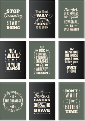 Study & Success Poster for Home Office Café Gym Bedroom | Student Motivation & Workout Art 12 x 18 Inch Pack of 9 Paper Print(18 inch X 12 inch, Rolled)