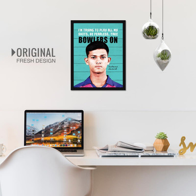 Chaka Chaundh - I'M TRYING TO PLAY ALL MY SHOTS, BE FEARLESS, TAKE BOWLERS ON Yashasvi Jaiswal motivational quotes frames - poster with frame -Yashasvi Jaiswal Frame – Quotes wall frames - (14 X 11 Inches) Paper Print(14 inch X 11 inch)