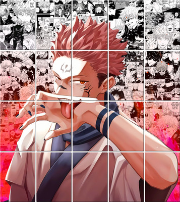 Pack of 20 Jujutsu Kaisen Ryomen Sukuna Manga Posters | A4 Size Anime Wall Art | Manga Posters with Glue Dots | Anime Poster Set for Bedroom, Living Room, Office Fine Art Print(11.7 inch X 8.3 inch)