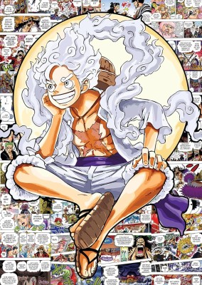 Luffy Poster -One Piece Poster -One Piece Anime Manga Panels For Wall A4 Size - One Piece Monkey D. Luffy Gear 5 Poster Joy Boy - One Piece Merch - Anime Posters For Wall (Set Of 16)) Paper Print(11.7 inch X 8.3 inch)
