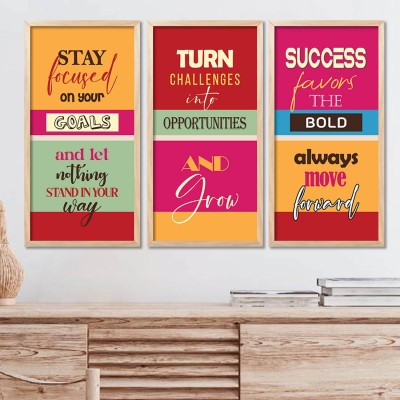 Motivational Quote Wall Poster for Kids Room & Home Decor - Inspirational Painting for Living Room Bedroom Study Room (set of 3) Paper Print(19 inch X 10 inch, Framed)