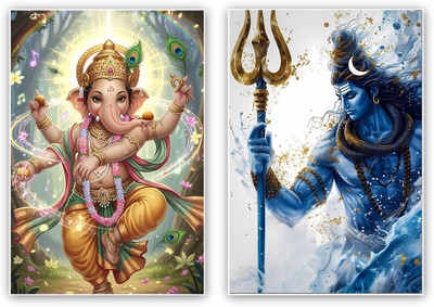 Mahadev and Ganesh poster Photographic Paper(19 inch X 13 inch)