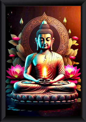 BEAUTIFUL LORD BUDDHA PHOTO FRAME Photographic Paper(11 inch X 14 inch, FRAMED)