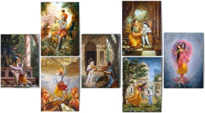 Spiritual Unframed Posters for Home and Office Décor- Krishna Posters- A4 Size Portrait Orientation- 300 GSM Matte Laminated Paper(Pack of 7) Photographic Paper(12 inch X 8 inch)