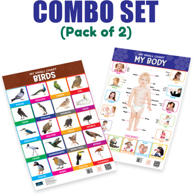 Bookford Publications My small chart Birds & My Body (Set of 2) Paper Print(18 inch X 12 inch, 2 in 1 Laminated)