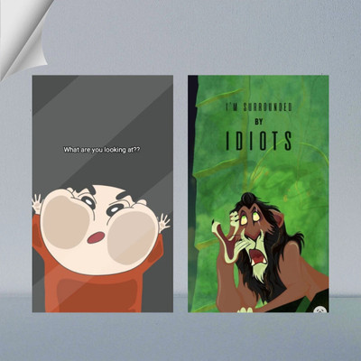 Vinisha Crafts| I'M SURROUNDED BY IDIOTS QUOTES - MOTIVATIONAL AND EDUCATIONAL QUOTES | SET OF 2 | 300 GSM A4 FRAMED POSTER FOR WALL-edt Paper Print(18 inch X 12 inch, Poster)