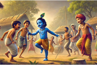 Janmashtami Poster 12x18 Inch | Lord Krishna Wall Art | 300 GSM Thick Paper | HD Print for Home, School & Temple Paper Print(12 inch X 18 inch, Rolled and Packed in Protective Tube with Pre-Gummed Tape Applied)