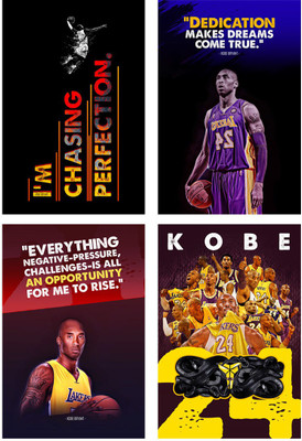 Kobe Bryant Wall Posters and Inspirational, Motivational Quotes,( Soccer, Basketball, Sports Poster ) for Office, Home and gym, Pack of 04 (18 inch X 12 inch), Paper Print(18 inch X 12 inch, Rolled) Kobe Bryant Wall Posters and Inspirational, Motivational Quotes,( Soccer, Basketball, Sports Poster ) for Office, Home and gym, Pack of 04 (18 inch X 12 inch), Paper Print(18 inch X 12 inch, Rolled)