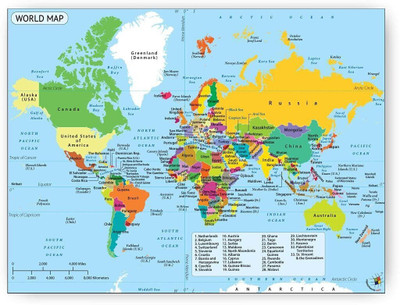 WORLD MAP POSTER - Kids learning Charts / Posters for Kids Learning Paper Print(16 inch X 12 inch)