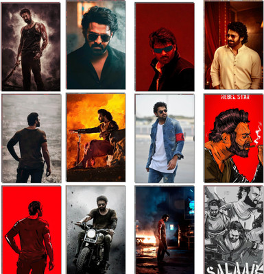 Prabhas Poster Set of 12 | A4 350 GSM Glossy Wall Art | Rebel Star Tollywood Collection | Salaar & Baahubali Movie Posters for Fans & Room Decor 3D Poster(11.5 inch X 8.5 inch)