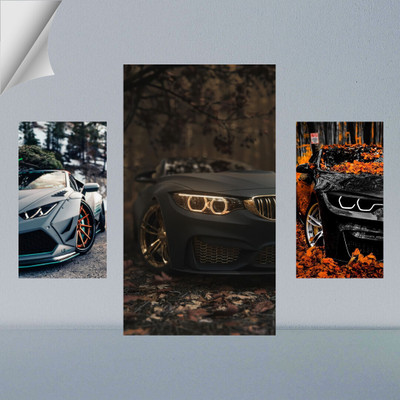 Unique Decor | COMBO SET OF BMW | SET OF 2 A4 AND 1 A3 300 GSM FRAMED POSTER FOR WALL Photographic Paper(18 inch X 12 inch, Poster)