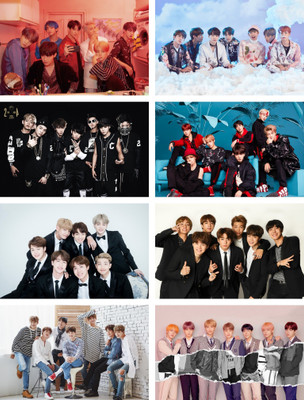INDOART NET 48 cm Pack of 8 BTS Boys Kpop Music Band Stickers | for BTS Fans | HD Wall decor Self Adhesive Sticker(Pack of 8)