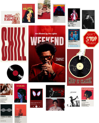 21 PCS Music Aesthetic Wall Poster Set | Mix Size | Album Cover Wall Collage Kit | Premium Bedroom Room Decor Photographic Paper(19 inch X 12 inch, pack of 21)
