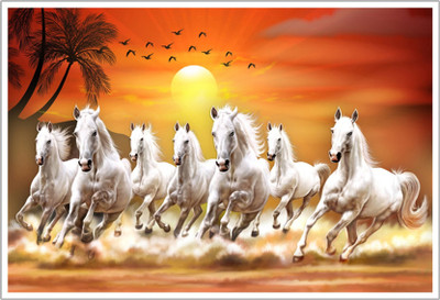 Seven Horses Running Vastu Paper Poster Paper Print Fine Art Print(12 inch X 18 inch, 1)