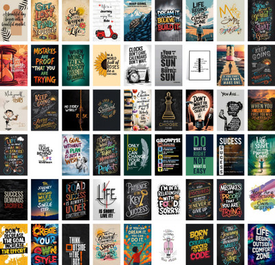 Motivational Quote Posters | Success, Goals & Life Transformation Bundle | Daily Inspiration for Work, Study & Fitness | Paper Print(6 inch X 4 inch, 54 posters, HIgh Quality print)