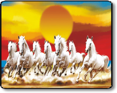 7 Running horses vastu UV textured Digital Reprint 20 inch x 14 inch Painting Paper Print(20 inch X 14 inch)