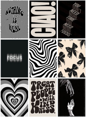 Monochrome Motivational Wall Art Posters Set of 9 | Black & White Aesthetic Quote, Focus, Kindness and Abstract Modern Wall Decor for Bedroom, Office, Study Room & Living Room | 13 x 19 Inch Each Poster | Premium 300 GSM Paper | Unframed Photographic Paper(19 inch X 13 inch, Rolled)
