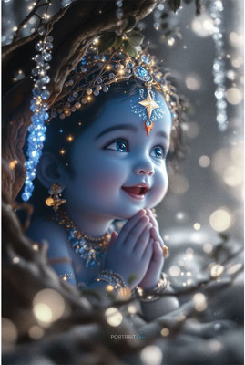 Janmashtami Poster 12x18 Inch | Lord Krishna Wall Art | 300 GSM Thick Paper | HD Print for Home, School & Temple Paper Print(12 inch X 18 inch, Rolled and Packed in Protective Tube with Pre-Gummed Tape Applied)
