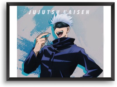 ANIME POSTER FRAME - GOJO SATORU (JUJUTSU KAISEN) - Black Framed Wall Poster For Home And Office With Frame, (12.6*9.6) Photographic Paper(11.69 inch X 8.27 inch)