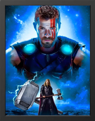 Thor Ragnarok God of Thunder Marvel Superhero Picture Poster, A4 Size, Photo Frame, Black Fine Art Print(12 inch X 8 inch, BOX)