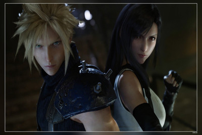 Cloud Strife Tifa Lockhfinal Fantasy Vii Final Fantasy Vii Remake I Matte Finish Poster Fine Art Print(18 inch X 12 inch, Rolled)